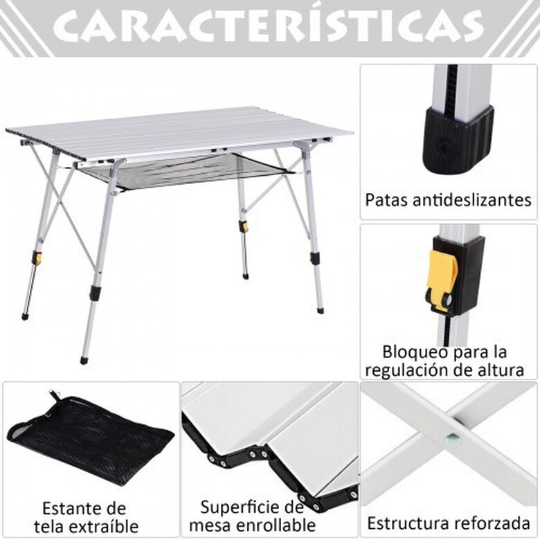 Mesa plegable de Aluminio Outsunny color Gris, , large image number null