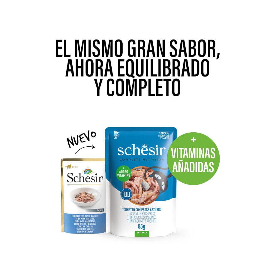 85 g Schesir Adult At&uacute;n con Sardina sobre para gatos, , large Imagen numero 2