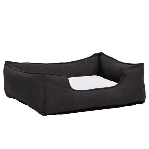Vidaxl sof&aacute; acolchado rectangular con coj&iacute;n gris oscuro y blanco para perros, , large Imagen numero 4