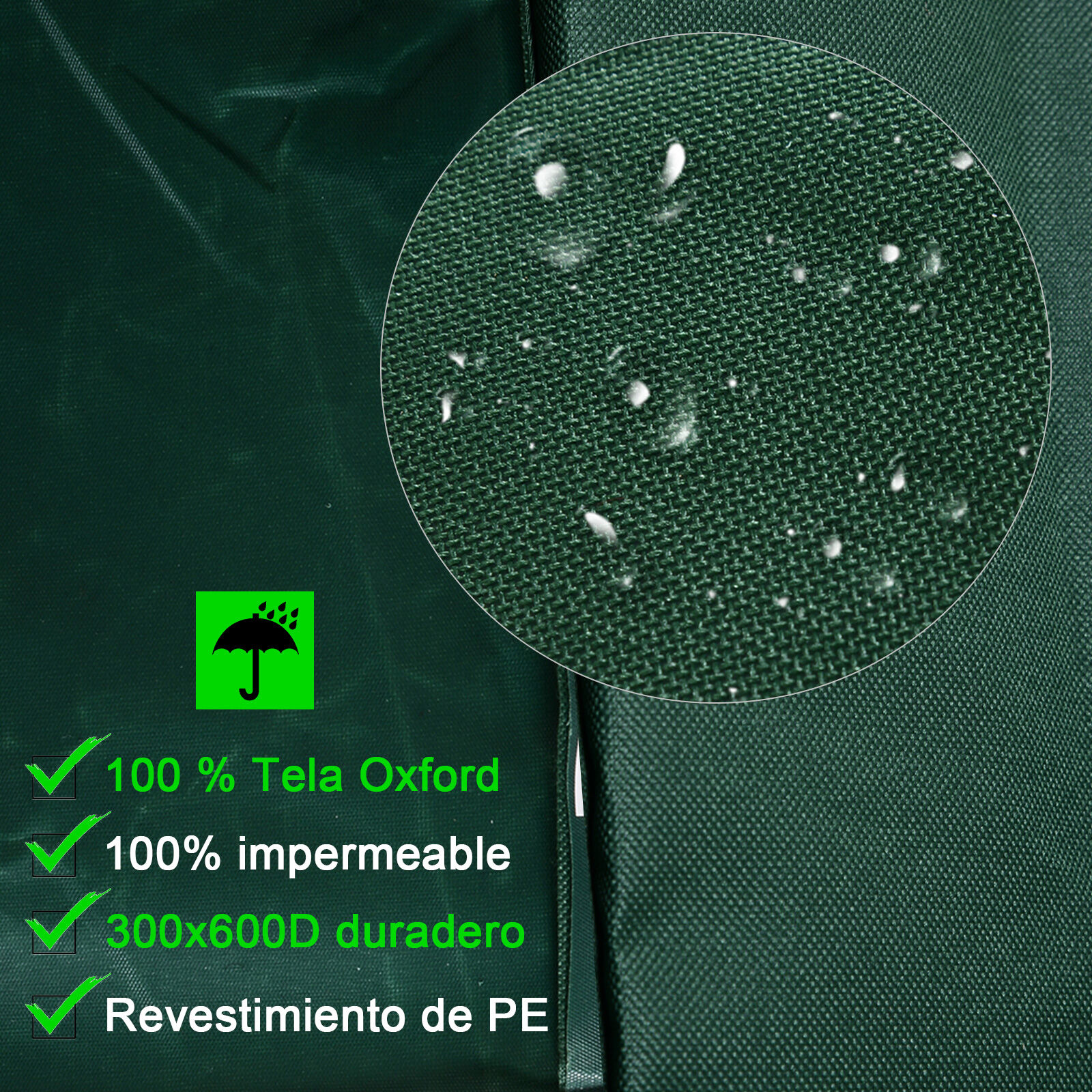 Outsunny Funda para Muebles de Jard&iacute;n 245x165x55 cm Cubierta de Protecci&oacute;n de Exterior con Ojales de Aluminio y Tela Oxford Impermeable para Terraza Patio Balc&oacute;n Verde, , large Imagen numero 4