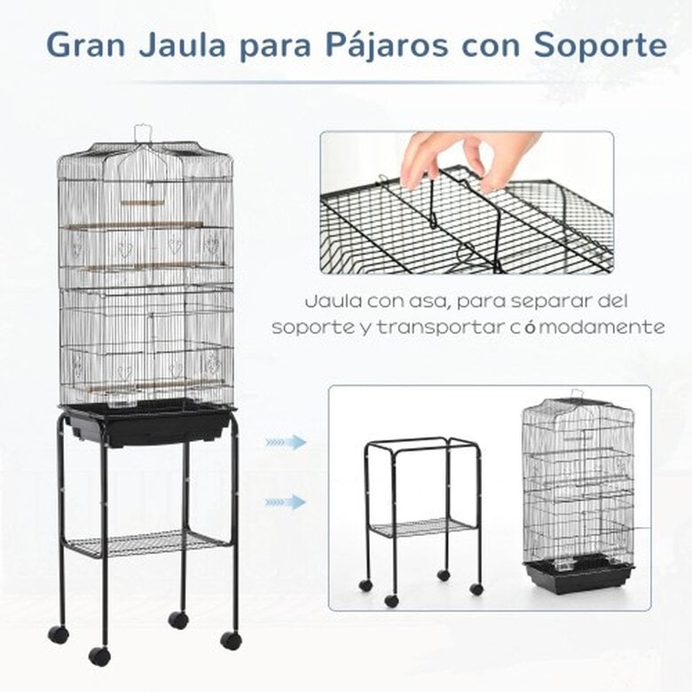 Jaula para pájaros con soporte color Negro, , large image number null