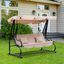 Outsunny Columpio Balancín Jardín 3 Plazas Convertible en Cama Techo Parasol Regulable Bandeja para Bebida Terrza Balcón Exterior Carga máx. 340kg 200x120x164cm Marco Acero, , large indicador imagen numero 2