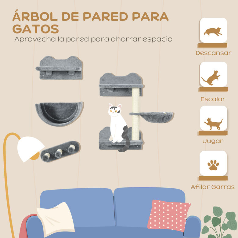 PawHut Estantes Gris Claro para Gatos thumbnail