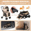 COSTWAY Cochecito para Perros Plegable, 3 en 1 Carrito para 2 Perros o Gatos, con 2 Transportines Desmontables, Cinturón de Seguridad, Cojines Desmontables, Carrito de Viaje para Mascotas (Beige), , large indicador imagen numero 5