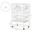 PawHut Jaula para Pájaros con Ruedas 78x52x132 cm Pajarera Metálica con Bandeja Extraíble 4 Puertas 4 Comederos 4 Perchas y Estante de Almacenaje para Canarios Periquitos Blanco, , large indicador imagen numero 3