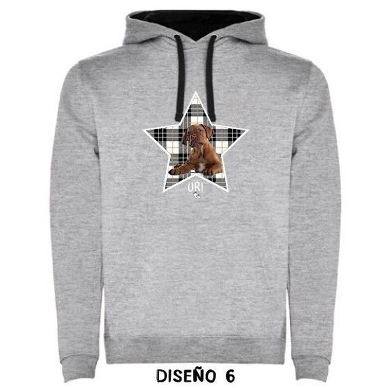 Sudadera capucha cuadros personalizable color Gris, , large image number null