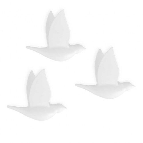 Colgador de pared 3 piezas forma de p&aacute;jaro color Blanco, , large Imagen numero 1