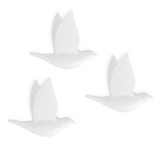Colgador de pared 3 piezas forma de pájaro color Blanco