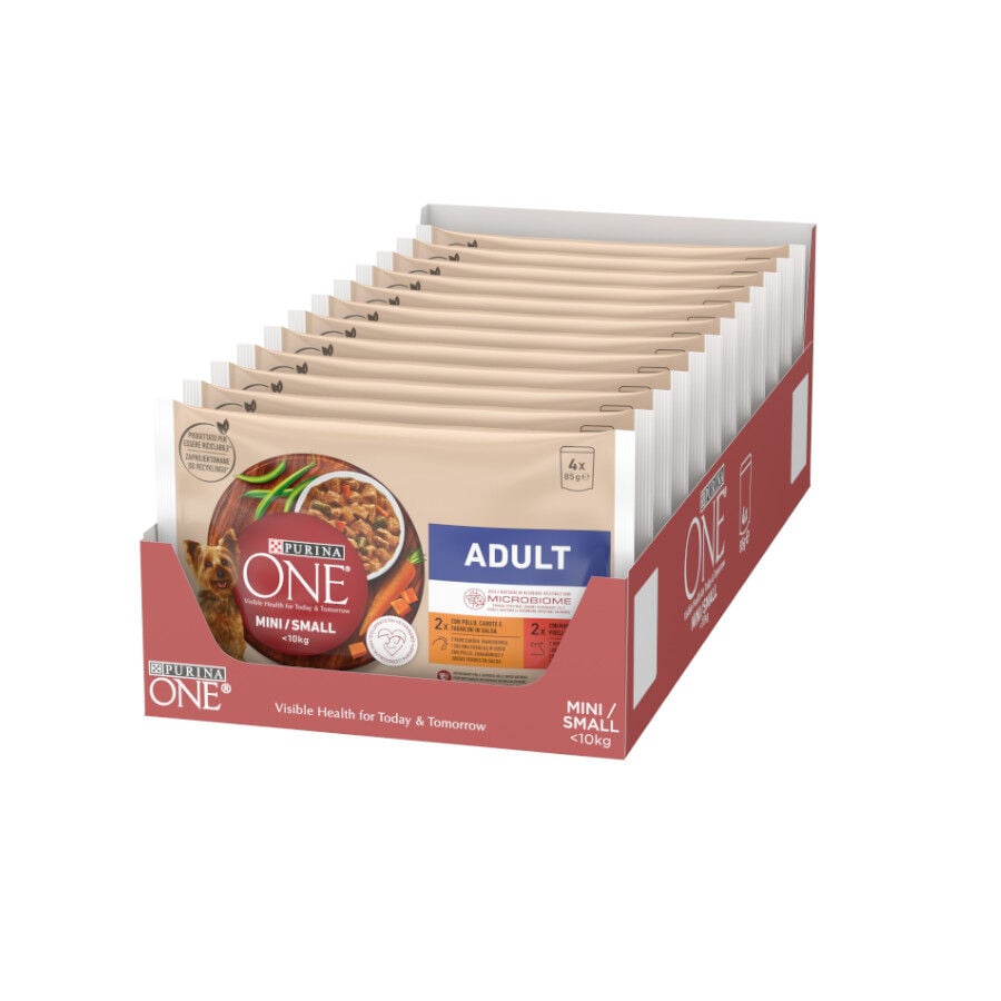 Purina One Mini Adult Pollo y Buey sobres para perros thumbnail