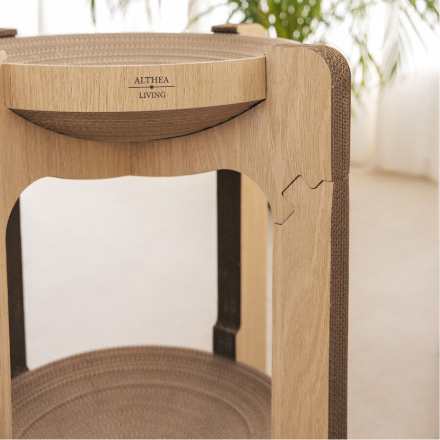 Althea Living - Rascador torre para gatos, cart&oacute;n corrugado, 2 alturas, reversible, , large Imagen numero 3