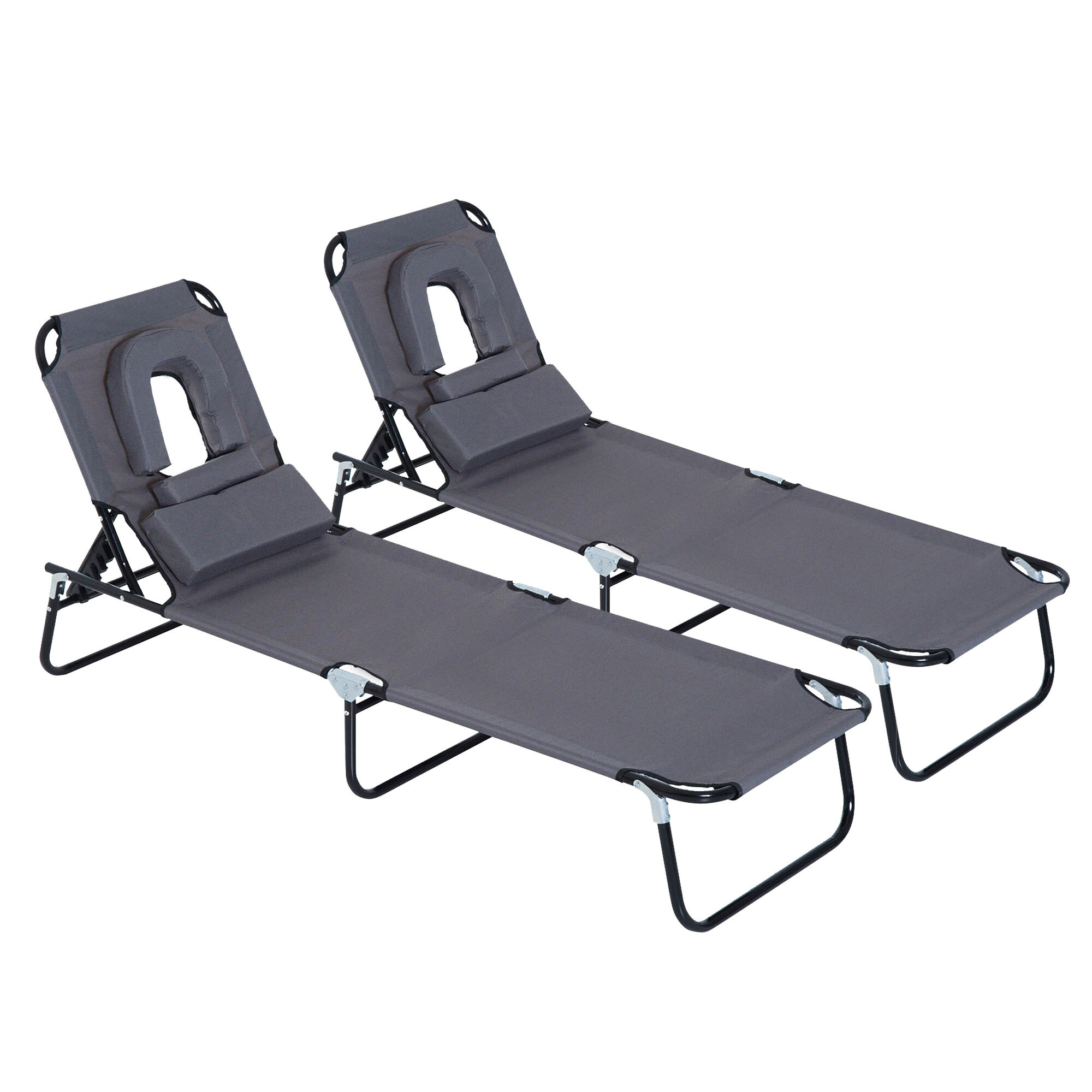 Outsunny Tumbonas Plegables Gris, , large Imagen numero 1