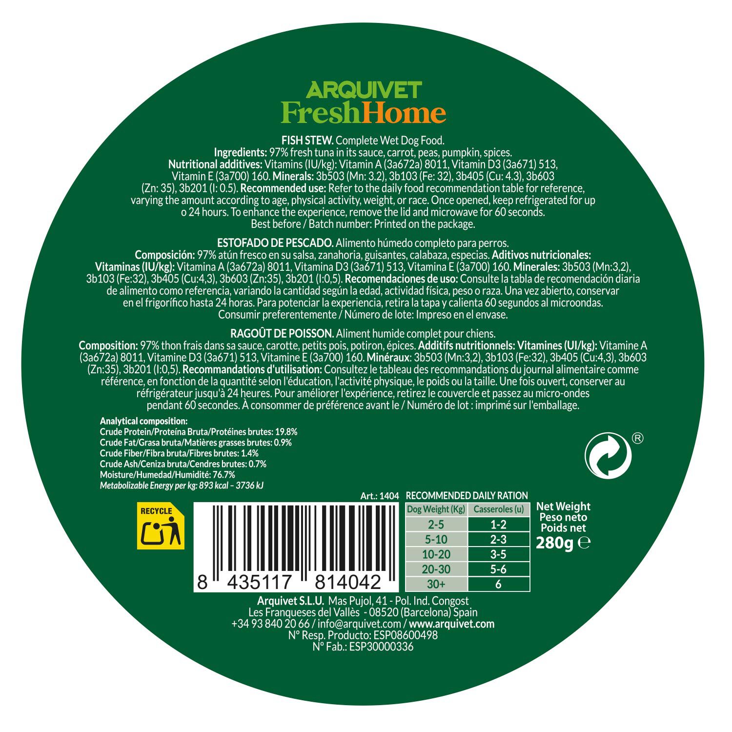 Arquivet Fresh Home Fish Stew 280g thumbnail