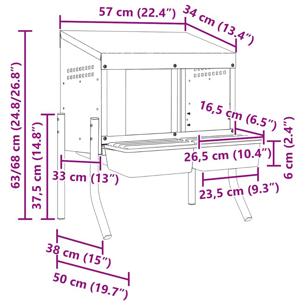 vidaXL Nido para gallinas de patas de acero galvanizado thumbnail