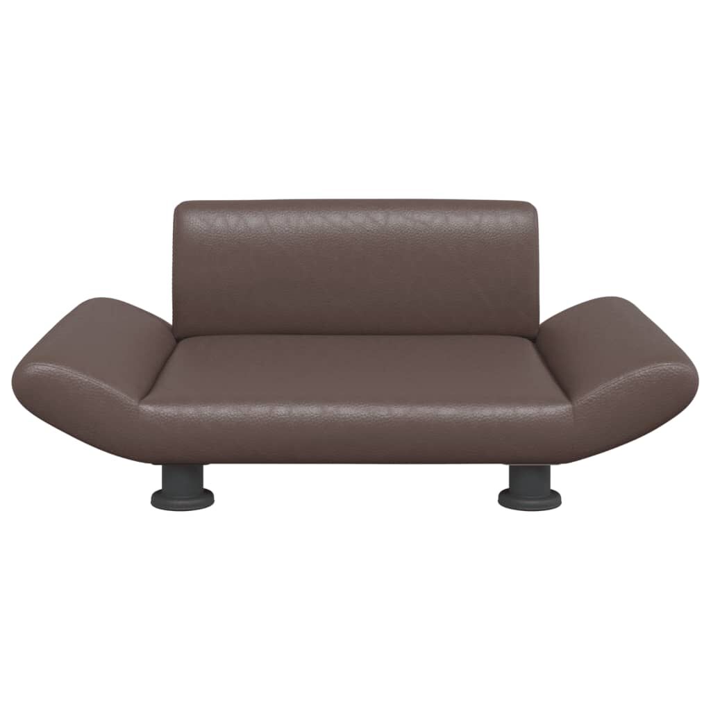 vidaXL Cama para perros de cuero sint&eacute;tico marr&oacute;n 70x45x28 cm, , large Imagen numero 2