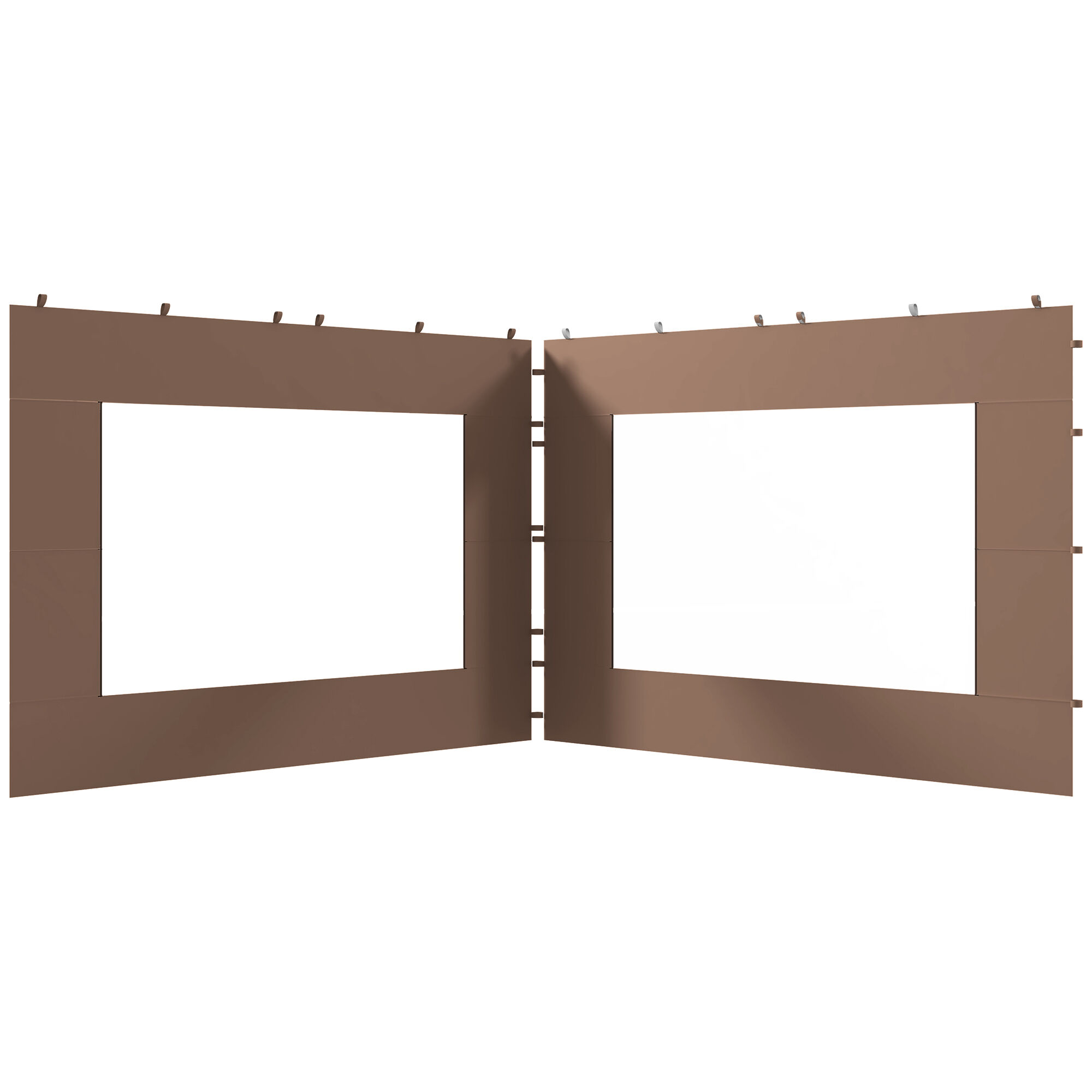 Outsunny Paredes Laterales para Carpa de 2 Paneles 295x195 cm Paredes Laterales de Repuesto de Tela Oxford con Ventana para Carpas de 6x3 m 3x3 m Marr&oacute;n, , large Imagen numero 1