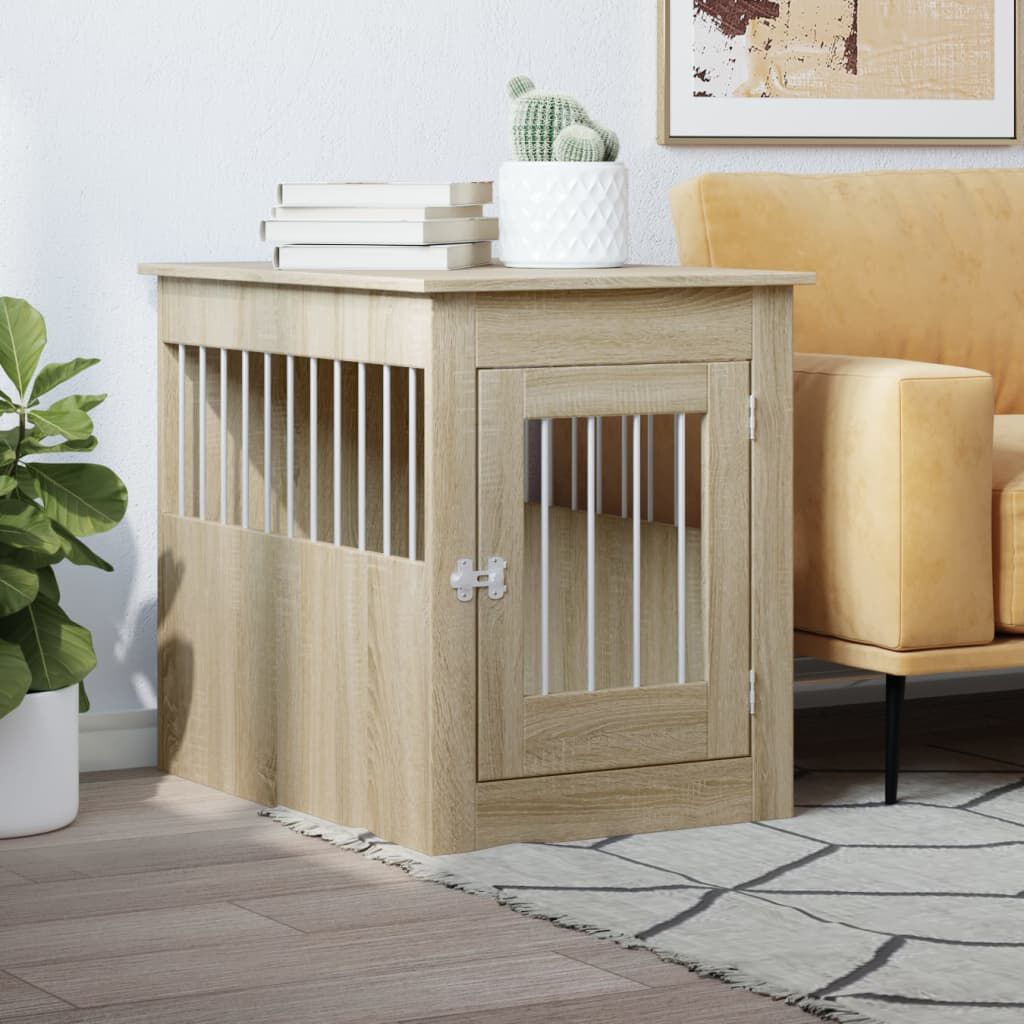 vidaXL Jaula para perros madera de ingenier&iacute;a roble Sonoma 55x80x68 cm, , large Imagen numero 7