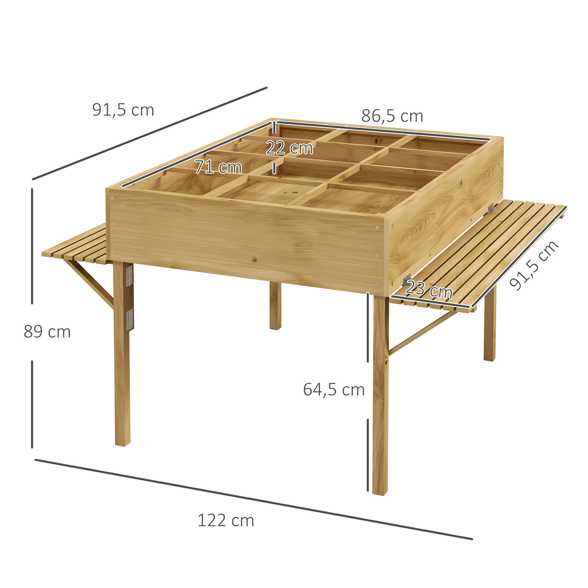 Outsunny Mesa de Cultivo Madera Natural, , large Imagen numero 3
