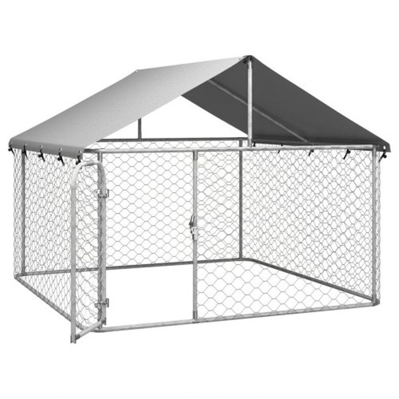 VidaXL Perrera Exterior Plateada para perros, , large image number null
