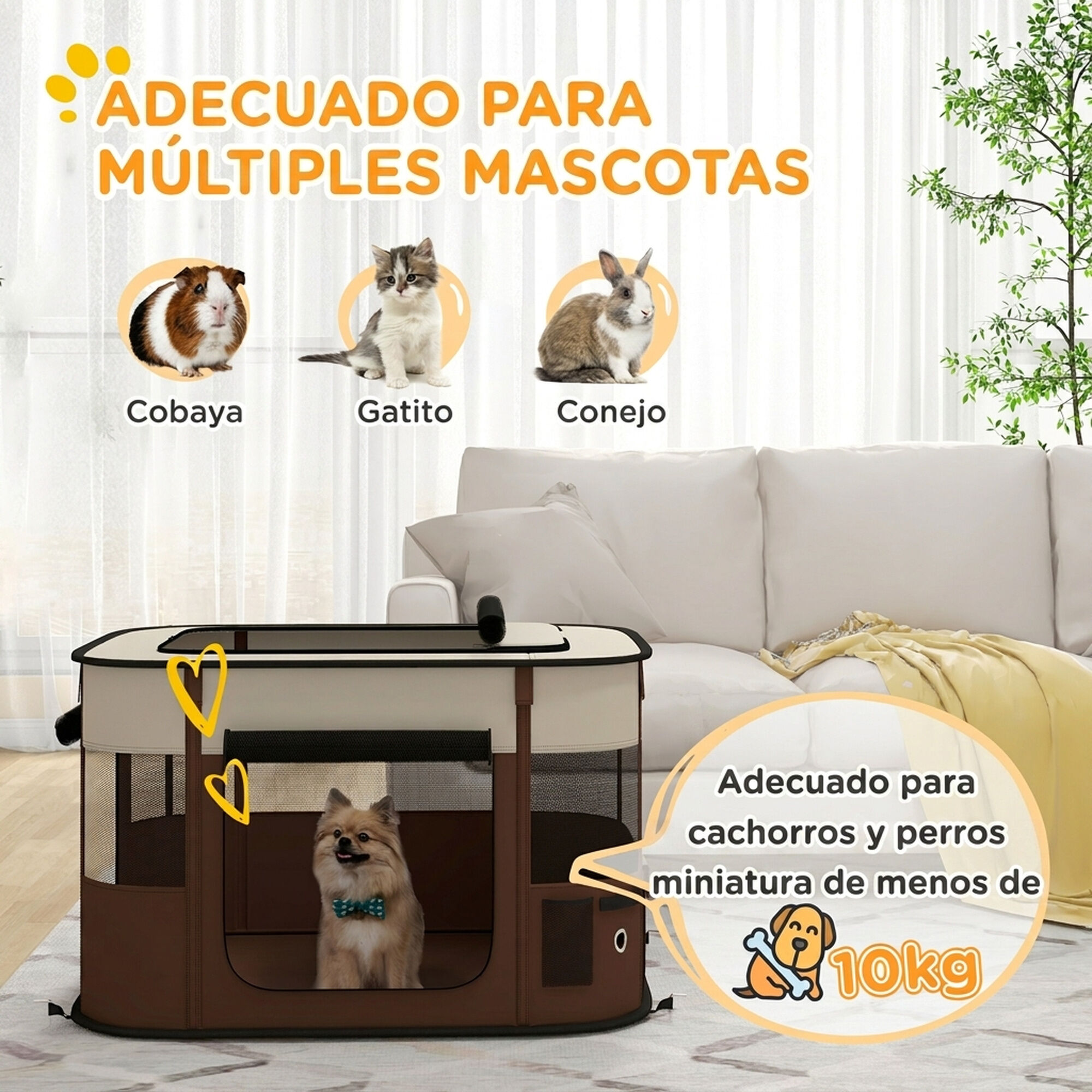 PawHut Parque para Mascota Marr&oacute;n, , large Imagen numero 4