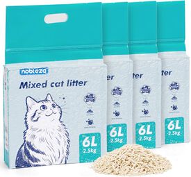 Nobleza - Arena de Tofu para Gatos 10kg (4x2.5kg) - Aglomerante Natural con Bentonita, Sin Polvo, Control de Olores y Desechable en el Inodoro