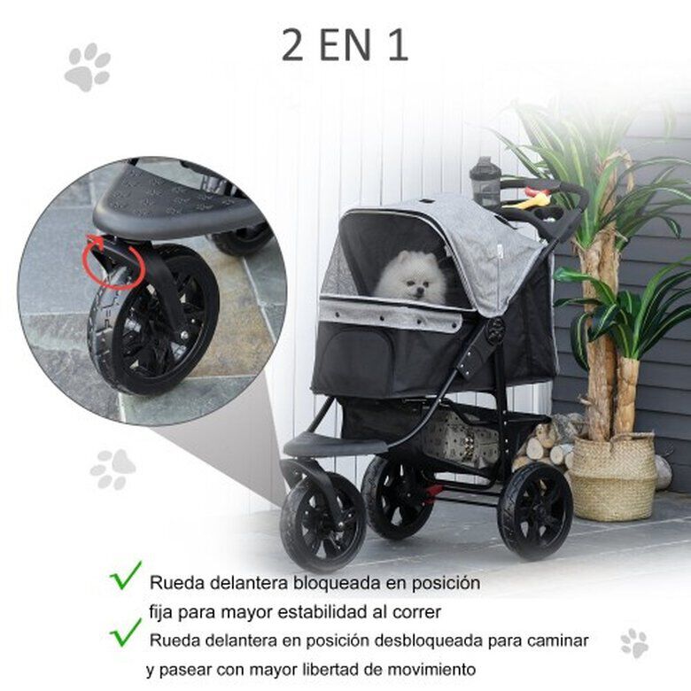 PawHut Cochecito de paseo plegable gris para mascotas thumbnail