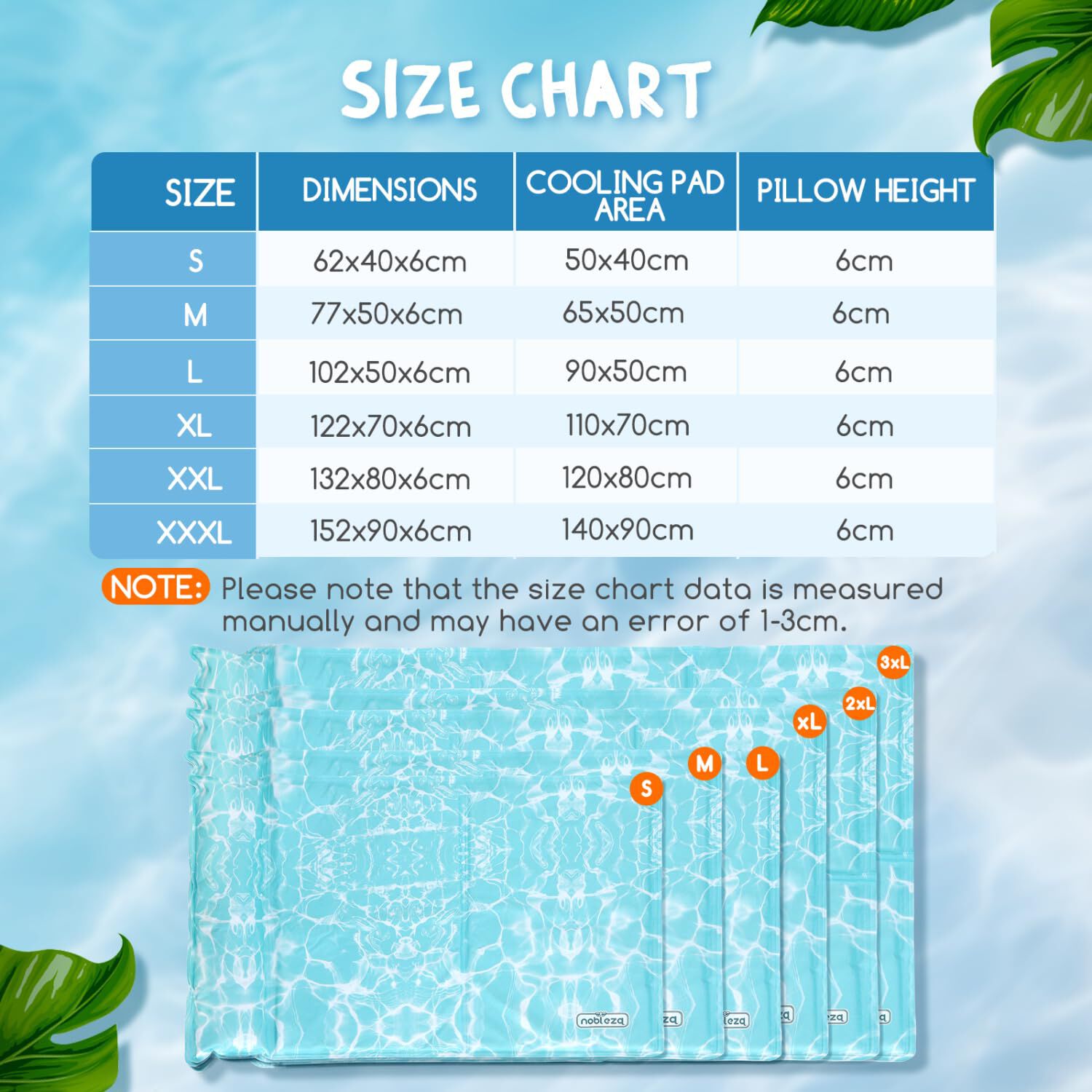 Nobleza Manta Refrescante con Almohada Cervical para Perros y Gatos &ndash; Gel Auto-refrescante sin Agua, Tela Oxford 300D Antidesgarro, 65x50 &ndash; Azul Claro, , large Imagen numero 2