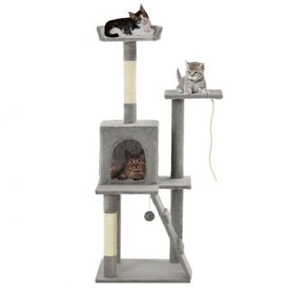 Rascador de sisal con poste para gatos color Gris