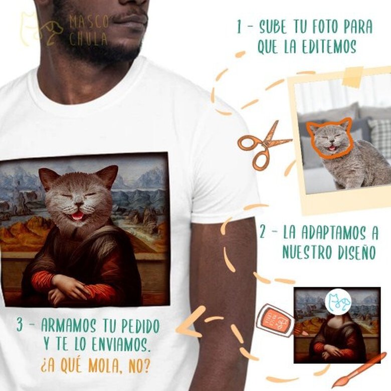Mascochula camiseta hombre la gioconda personalizada con tu mascota gris, , large image number null