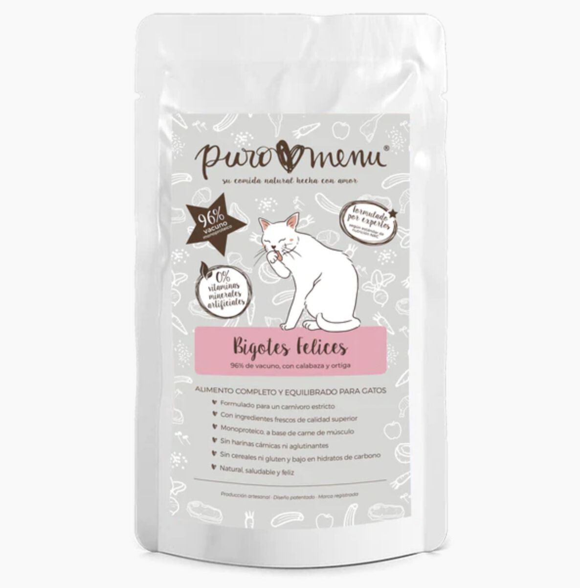 Comida h&uacute;meda para gatos de Vacuno BIO (100g) | con 96% de carne de Vacuno | Sin cereales | Sin patata | Sin aditivos | Monoproteico | 1 sobre de 100g, , large Imagen numero 1