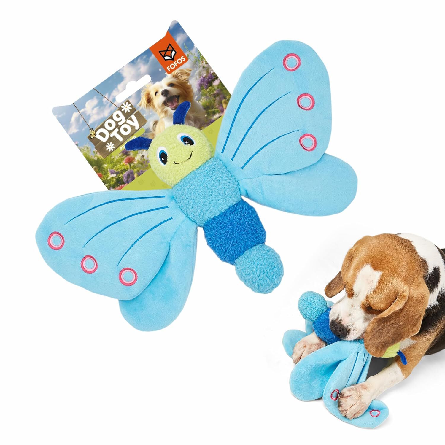 FOFOS | Peluche Mariposa Jumbo con Sonido (Azul) (Colecci&oacute;n Primavera) - Para Perro, , large Imagen numero 1