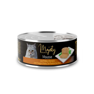 Majesty Adult Mousse de Pollo y Ternera lata para gatos