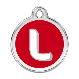 Red Dingo Placa identificativa Acero Inoxidable Esmalte Alfabeto Letra L Rojo para perros