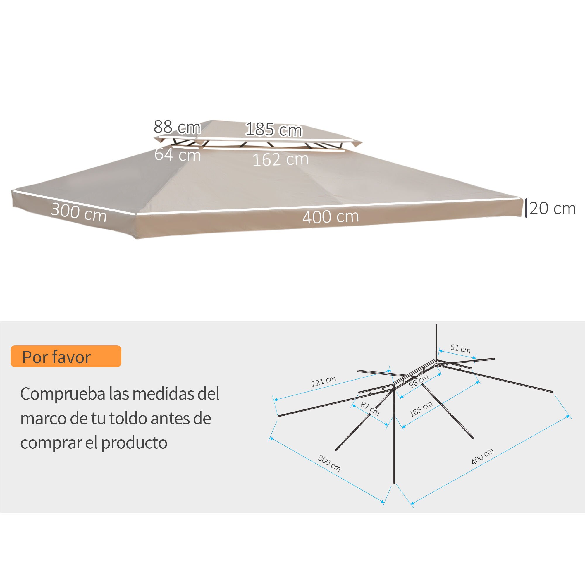 Outsunny Techo De Repuesto Crema thumbnail