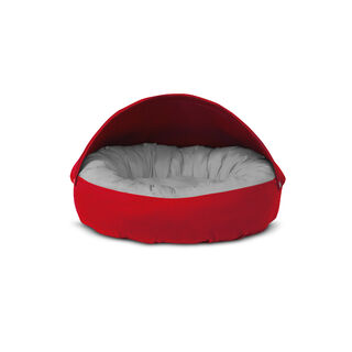 Gauty Cama Redonda Tela de sarga  Rojo y gris para Perros y Gatos 
