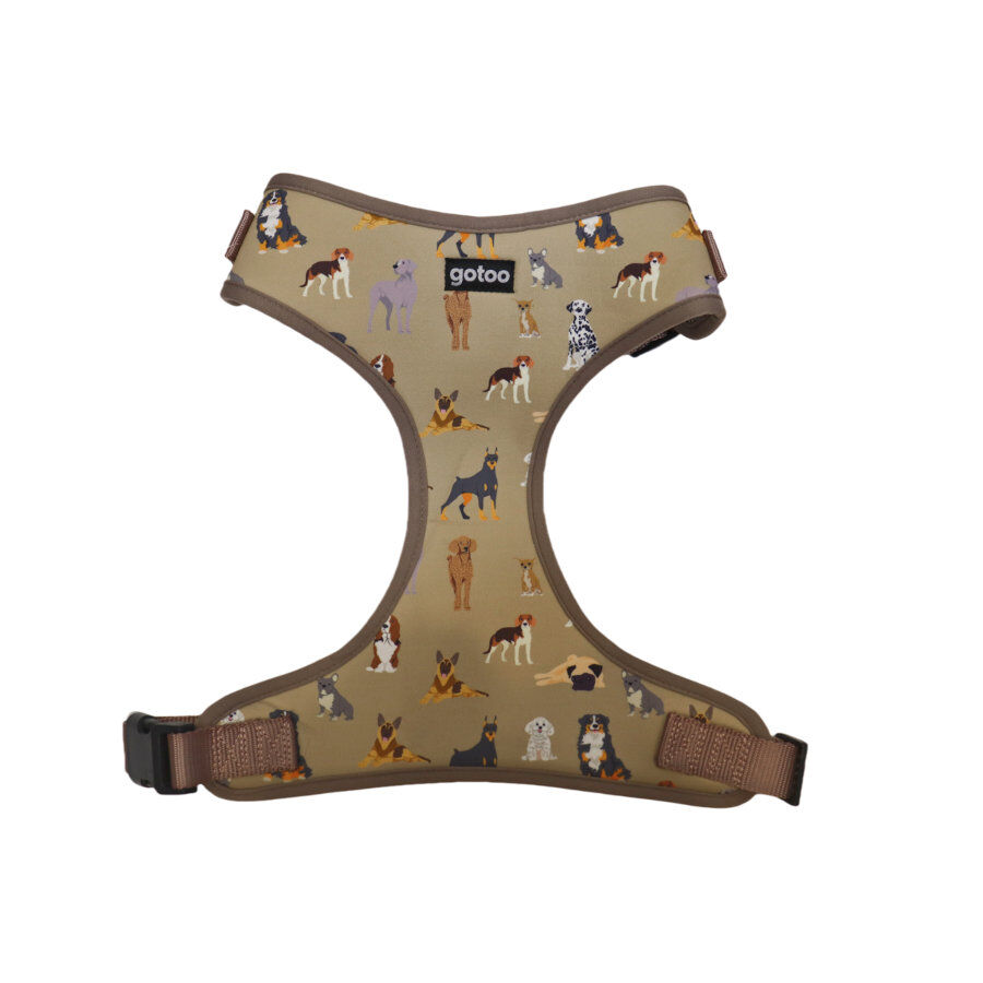 Gotoo Arnés ajustable estampado marrón para perros thumbnail