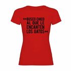 Camiseta mujer "Busco chico al que le encanten los gatos" color Rojo, , large image number null