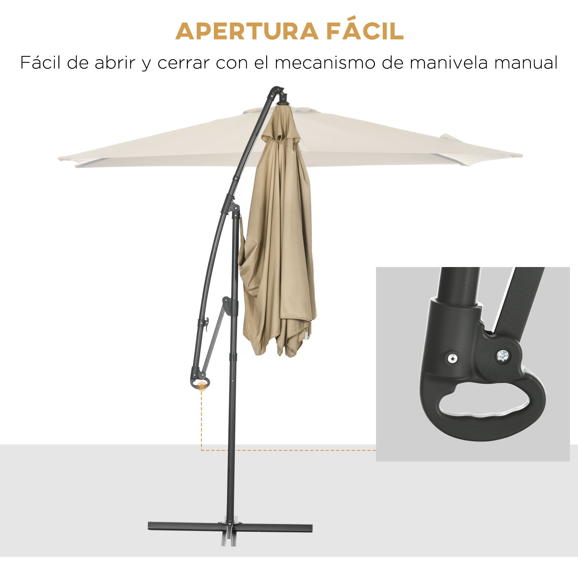 Outsunny Sombrilla Exc&eacute;ntrica Beige, , large Imagen numero 4