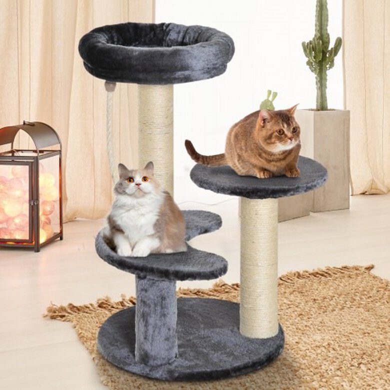 Rascador PawHut de 3 niveles para gatos color Gris, , large image number null