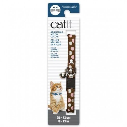 Collar de nylon con cascabel para gatos color Marr&oacute;n/Lunares, , large Imagen numero 1