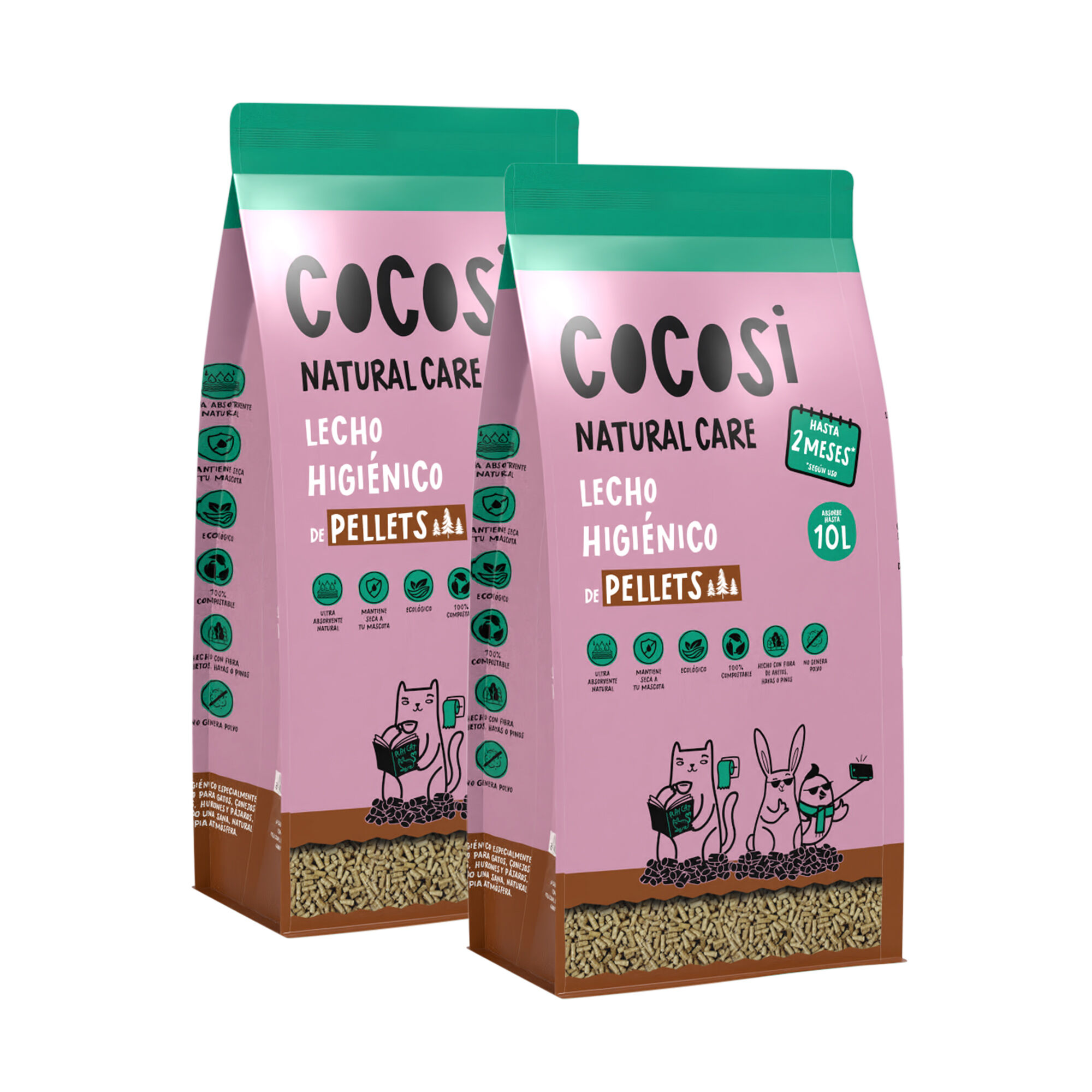 Cocosi natural care lecho higi&eacute;nico de pellets 10 litros, , large Imagen numero 2