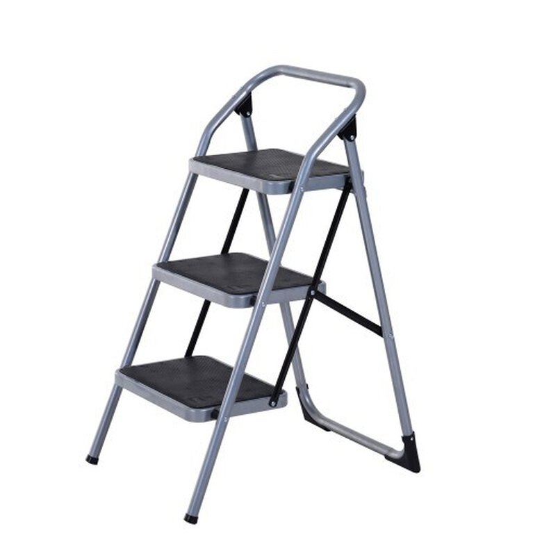 Escalera de acero plateado Homcom color Gris, , large image number null