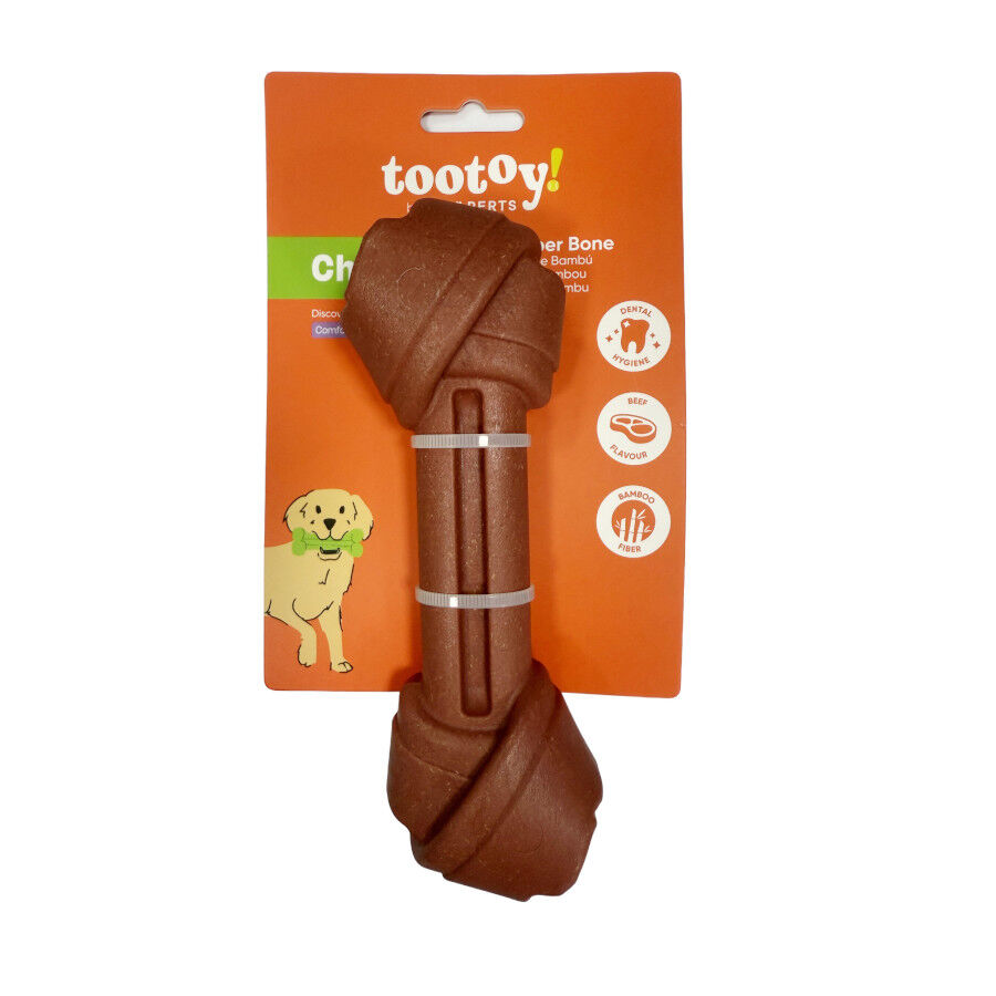 Tootoy! Hueso Mordedor de Bamb&uacute; Sabor Carne Marr&oacute;n para perros, , large Imagen numero 7