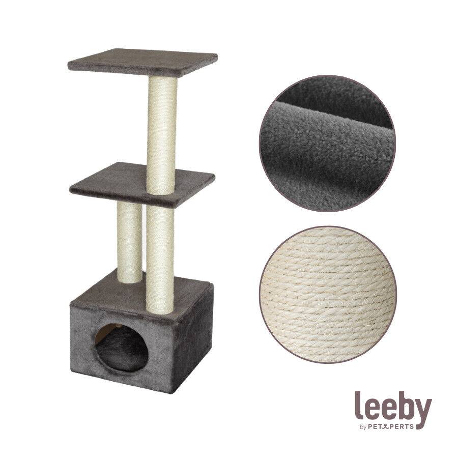Leeby Colette DoubPost torre rascador con cama nido gris para gatos, , large Imagen numero 5