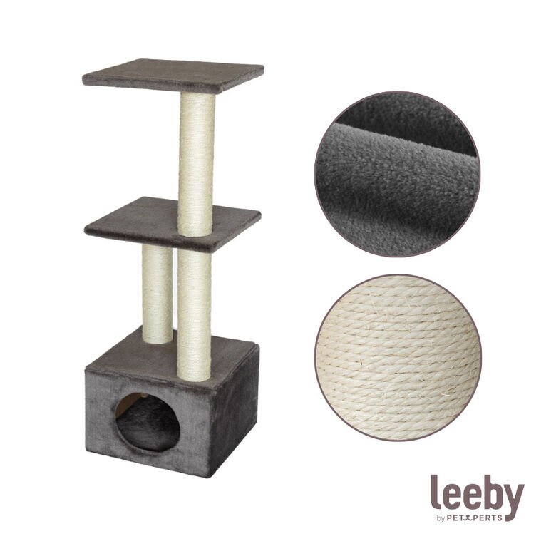 Leeby Colette DoubPost torre rascador con cama nido gris para gatos thumbnail