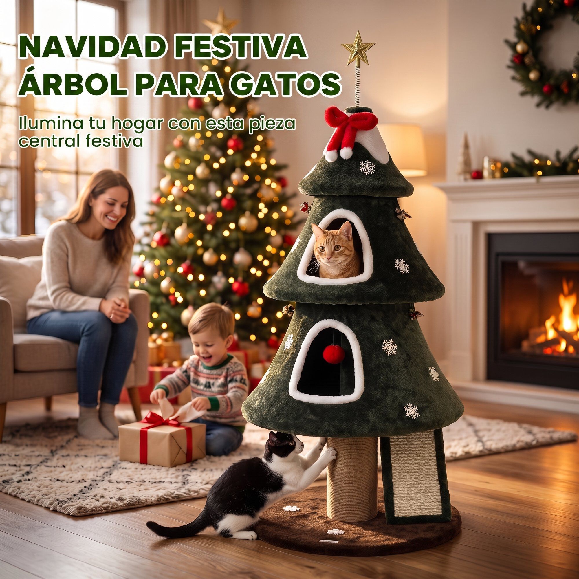 PawHut &Aacute;rbol para Gato Verde, , large Imagen numero 4