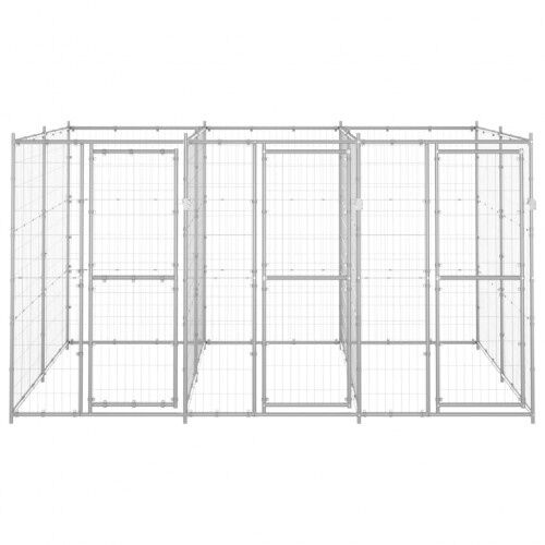Vidaxl perrera con puertas de bisagra plateado para perros, , large Imagen numero 2