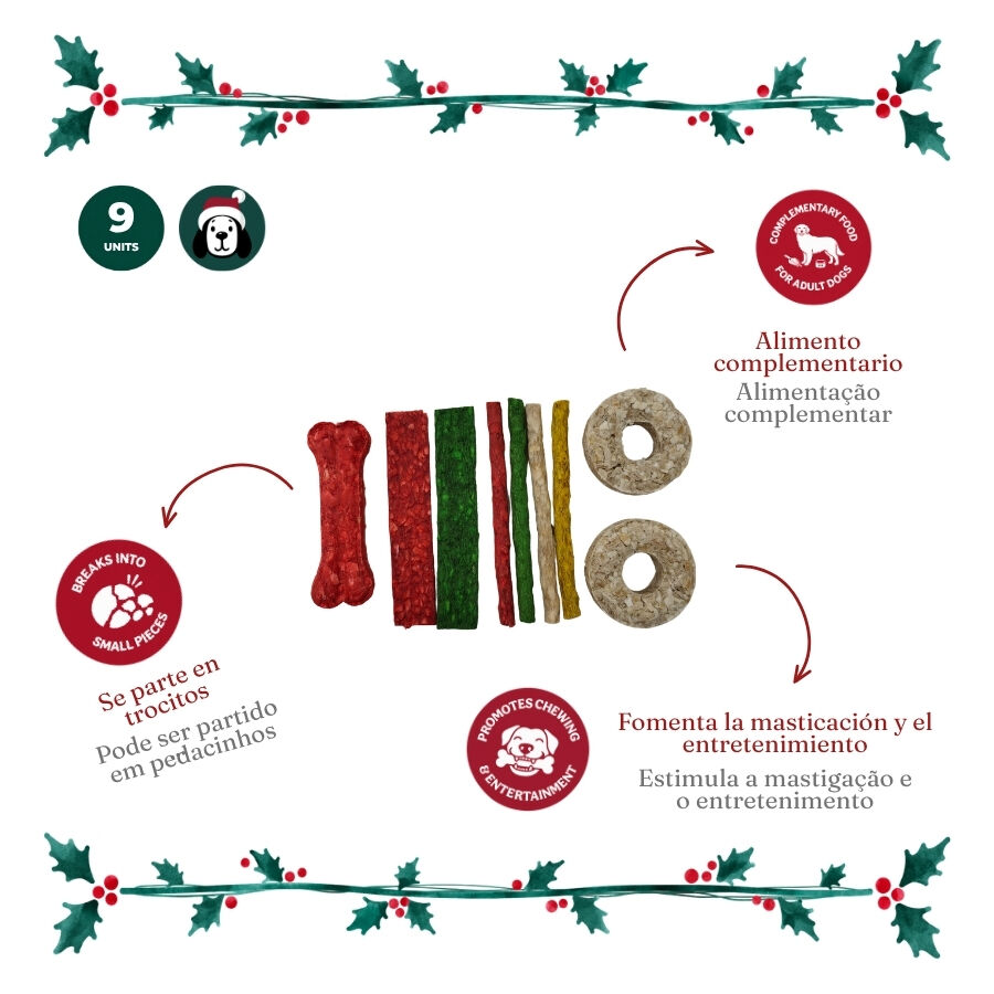 1 pack x 9 uds. Wonder Christmas Bolsa Regalo Cuero Prensado Snacks para perros, , large Imagen numero 3