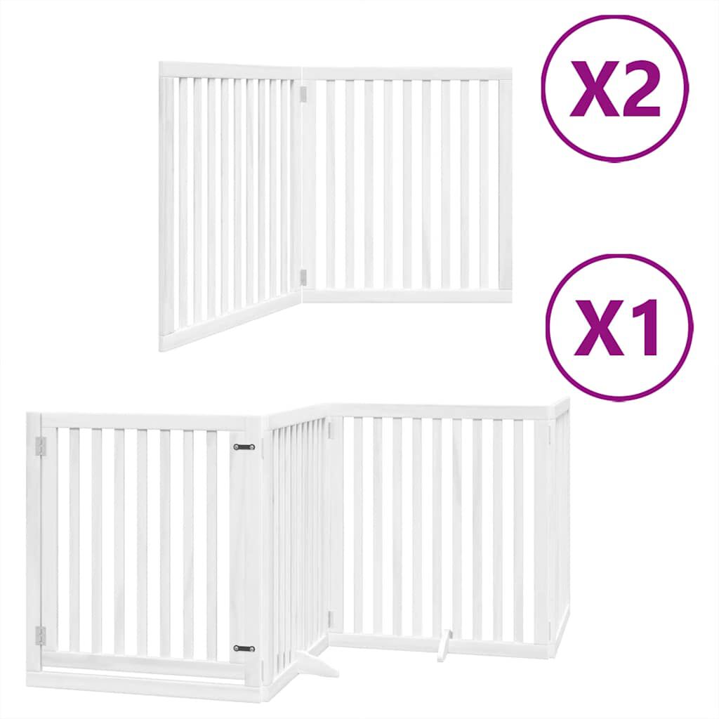 vidaXL Puerta de perros plegable 8 paneles madera &aacute;lamo blanca 640 cm, , large Imagen numero 6
