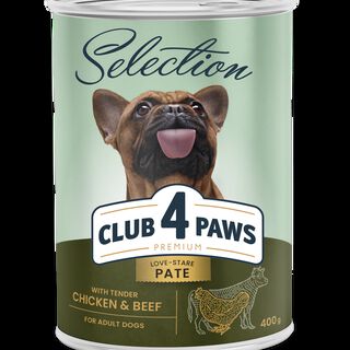 Club 4 Paws Selección premium paté, pollo y ternera comida húmeda para perros 