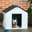 PawHut Caseta para Perros 65x75,7x63 cm Casa para Perros con Patrón de Ventana y Techo de Tejas de Imitación para Perros Medianos Gris y Blanco, , large indicador imagen numero 2